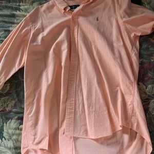 Cotton-fit long sleeve polo button down